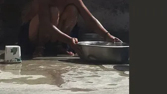 Desi Bhabhi Bathing Naked In Open Bathroom By The Roadside Near Forest