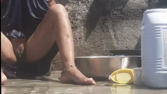 Punjabi Stepsister Fingering Her Pussy Naked Bathing In Outdoor Shower