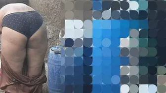 Telugu Relative's Wife Bathing In Black Panties Outside At My Place