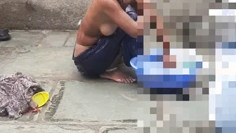 Punjabi Stepsister Soaping Her Body Naked In The Desi Village Bathroom