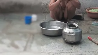 Elder Stepsister Bathes Naked In Open Courtyard While He Watches Her