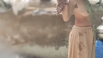 Stepbrother Spies On His Mamaji's Stepdaughter Bathing Naked Outside