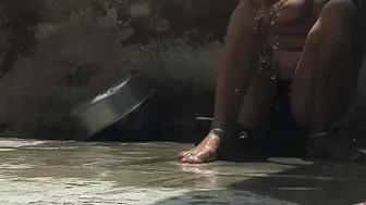 Stepbrother Spies On His Mamaji's Stepdaughter Bathing Naked Outside