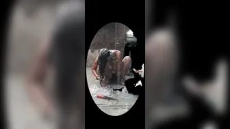 Stepsister Bathes In The Monsoon Rain Wearing Tight Clothes Looking Sexy