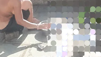 Stepsister Rinses Off In The Open Yard While Bhabhi Walks Into The House