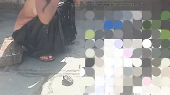 Stepsister Rinses Off In The Open Yard While Bhabhi Walks Into The House