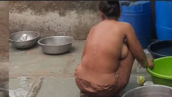 Desi Bhabhi Watching Her Devar Bathing Naked In The Open Forest Today