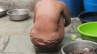 Desi Bhabhi Watching Her Devar Bathing Naked In The Open Forest Today