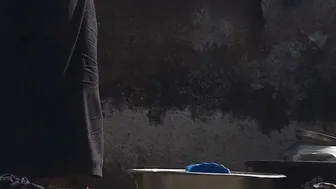 Indian Stepsister Taking Her Bath In The Village's Open Air Bathroom