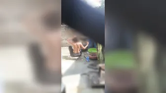 Indian Stepsister Caught Bathing In Bathroom With Door Wide Open