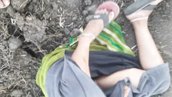 Indian Bhabhi Fingering Her Pussy In The Open Jungle Near The Fields