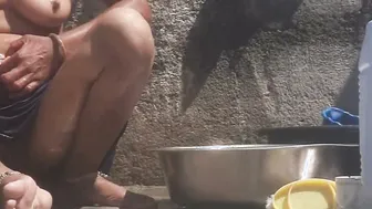 Desi Village Bhabhi Roaming In Forest Bathing Naked In Open Field Bathroom