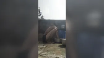 Desi Bhabhi Bathing Naked In Open Bathroom Caught By Her Devar Watching