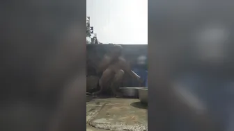 Desi Bhabhi Bathing Naked In Open Bathroom Caught By Her Devar Watching