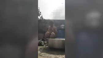 Desi Bhabhi Bathing Naked In Open Bathroom Caught By Her Devar Watching