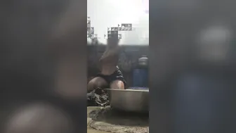 Desi Bhabhi Bathing Naked In Open Bathroom Caught By Her Devar Watching