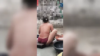 Desi Stepsister Taking A Bath Naked In Village Bathroom Caught On Camera
