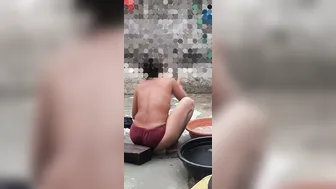 Desi Stepsister Taking A Bath Naked In Village Bathroom Caught On Camera