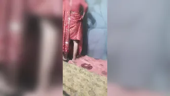 Desi Daughter-In-Law Seduces Father-In-Law Wearing Red Saree At Home