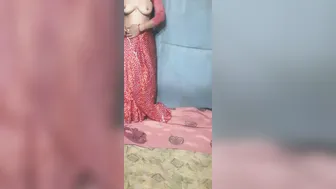 Desi Daughter-In-Law Seduces Father-In-Law Wearing Red Saree At Home