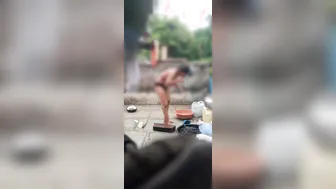 Indian Girl Taking Bath In Traditional Desi Bathroom