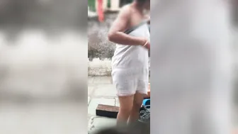 Indian Girl Taking Bath In Traditional Desi Bathroom