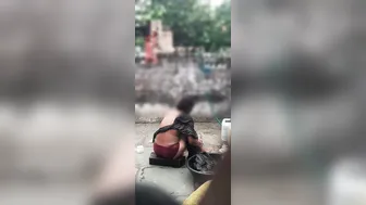 Indian Girl Taking Bath In Traditional Desi Bathroom