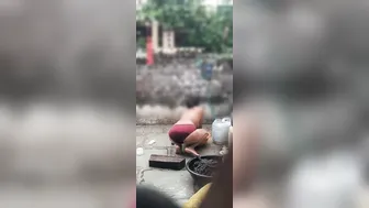 Indian Girl Taking Bath In Traditional Desi Bathroom