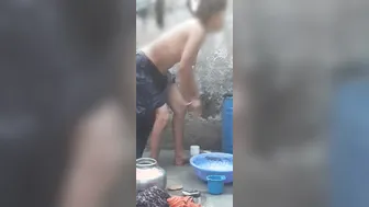 Indian Couple Fucking Hard In Public Bathroom Risky Sex Caught On Cam