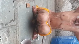 Indian Stepbrother Watches Stepsister Bathing In Open Bathroom Cam