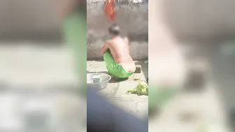 Desi Stepbrother Catches Older Stepsister Bathing In Open Bathroom