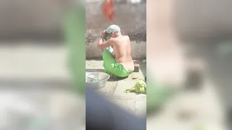 Desi Stepbrother Catches Older Stepsister Bathing In Open Bathroom