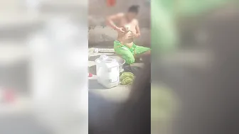 Desi Stepbrother Catches Older Stepsister Bathing In Open Bathroom