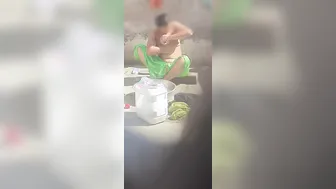 Desi Stepbrother Catches Older Stepsister Bathing In Open Bathroom