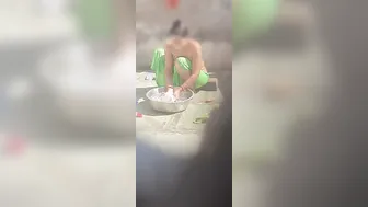 Desi Stepbrother Catches Older Stepsister Bathing In Open Bathroom