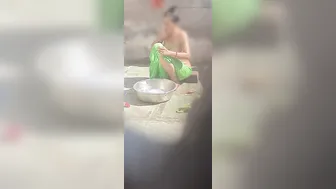 Desi Stepbrother Catches Older Stepsister Bathing In Open Bathroom