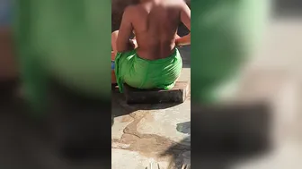 Indian Stepsister Caught Bathing In Open Desi Bathroom