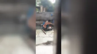 Punjabi Stepsister Bathing Outside Gets Watched By Stepbrother