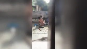 Punjabi Stepsister Bathing Outside Gets Watched By Stepbrother