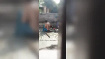 Punjabi Stepsister Bathing Outside Gets Watched By Stepbrother