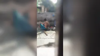 Punjabi Stepsister Bathing Outside Gets Watched By Stepbrother
