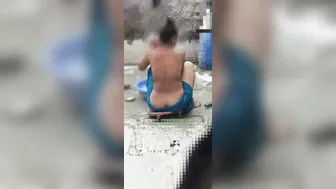 Telugu Stepsister Seen Bathing Outside In Village