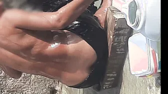 Naked Desi Village Girl Caught Bathing In Outdoor Bathroom By Neighbor