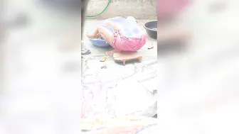 Indian Stepbrother Catches Stepsister Bathing Naked By The Village Pump