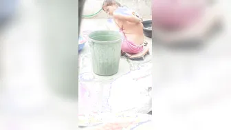 Indian Stepbrother Catches Stepsister Bathing Naked By The Village Pump