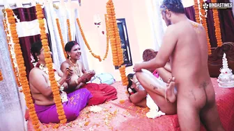 Old Pervert Celebrates Wedding Night With Three Young Brides Fucking Hard