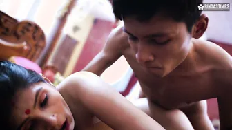 Indian Horny Stepmother Wants Stepson's Cock Watching Porn Together