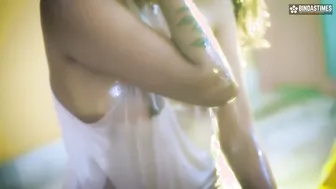 Desi House Owner Massaging Her Oiled Body Before Fucking Her On The Bed