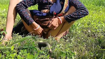 Desi Bhabhi Cutting Grass Gets Pissed On And Milked Outdoors