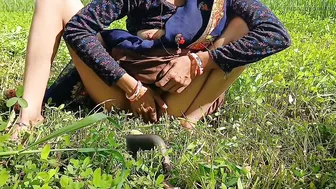 Desi Bhabhi Cutting Grass Gets Pissed On And Milked Outdoors